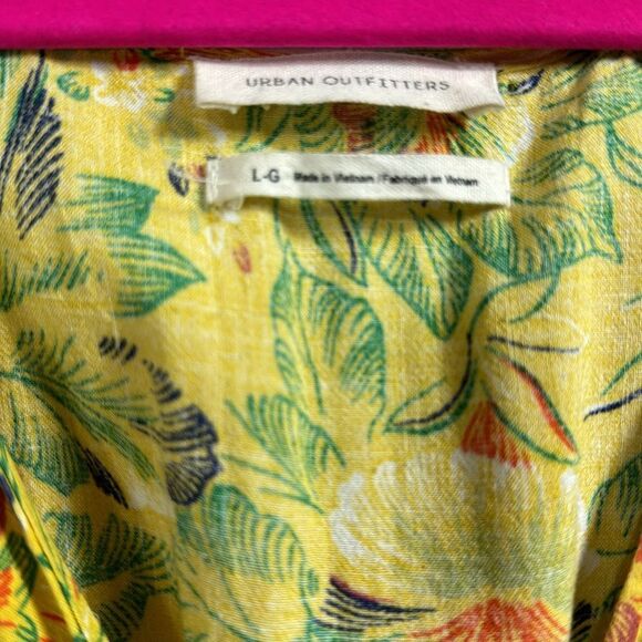 Urban Outfitters Yellow Floral Mini Dress Size L Cottagecore 
Tropical Vacation - Picture 6 of 16